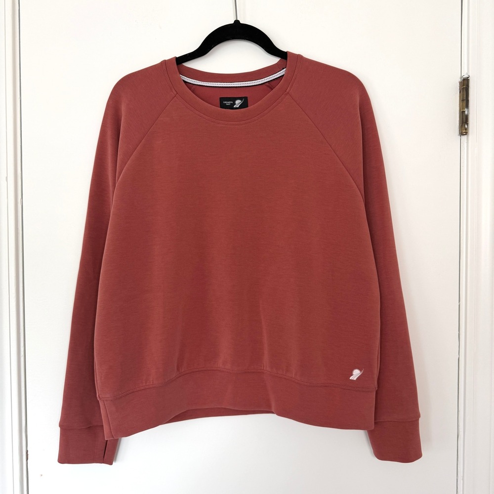 Fundamental Coast Womens Later On Pullover Sweatshirt Thumbholes Clay Rust Large